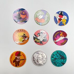 Vintage 1995 Looney Tunes Warner Bros Toon Tumblers Pogs Milkcaps Slammers lot 9